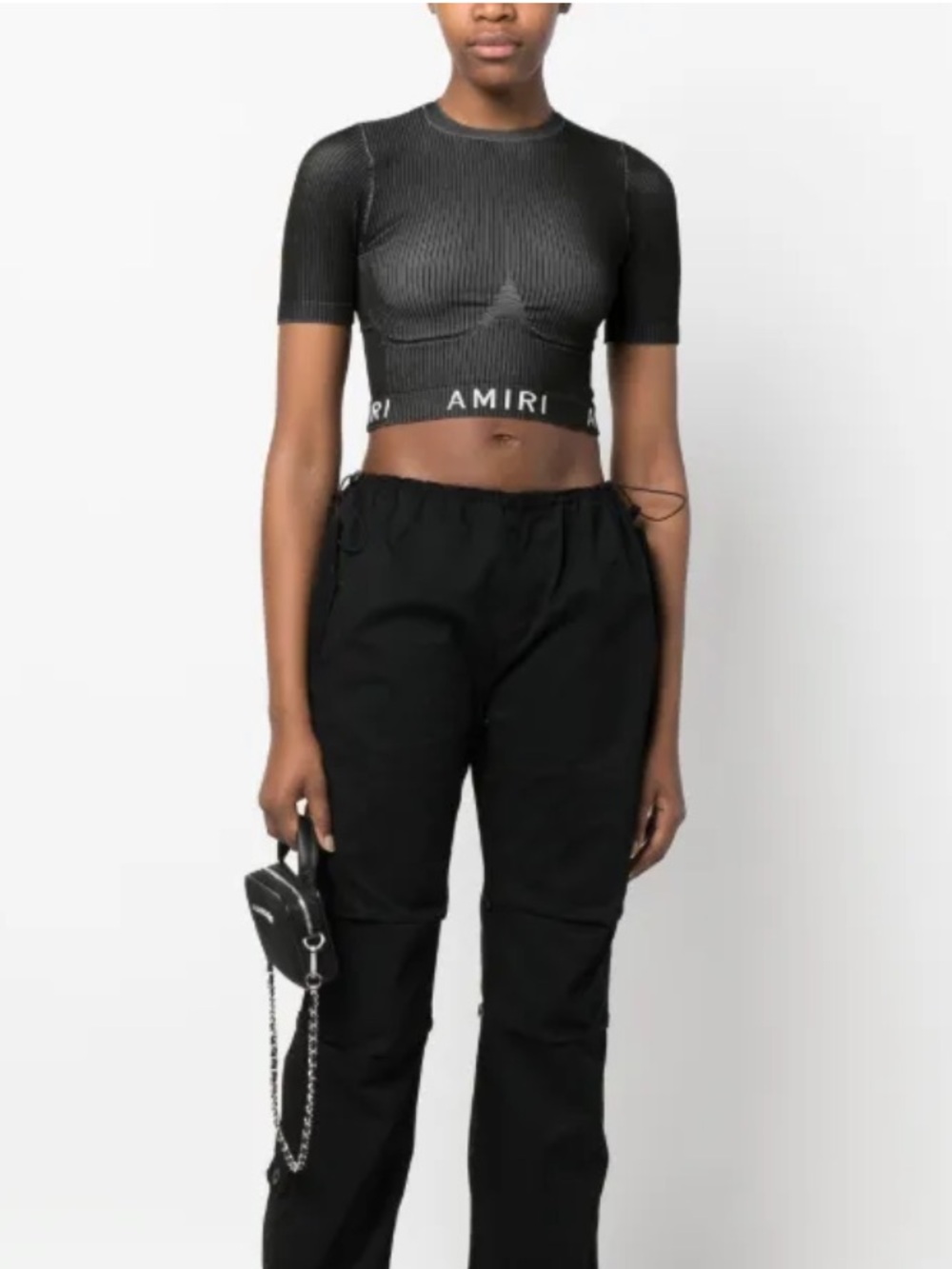AMIRI black seamless knit top